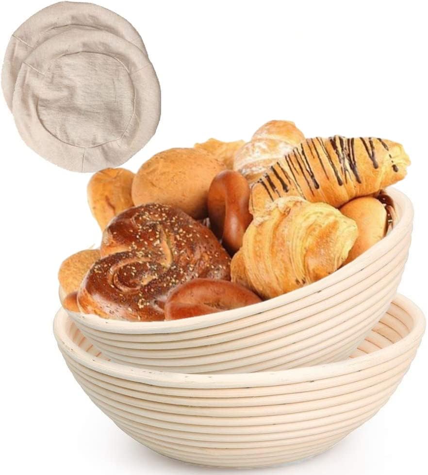 Round bannetons to raise your sourdough bread in. 