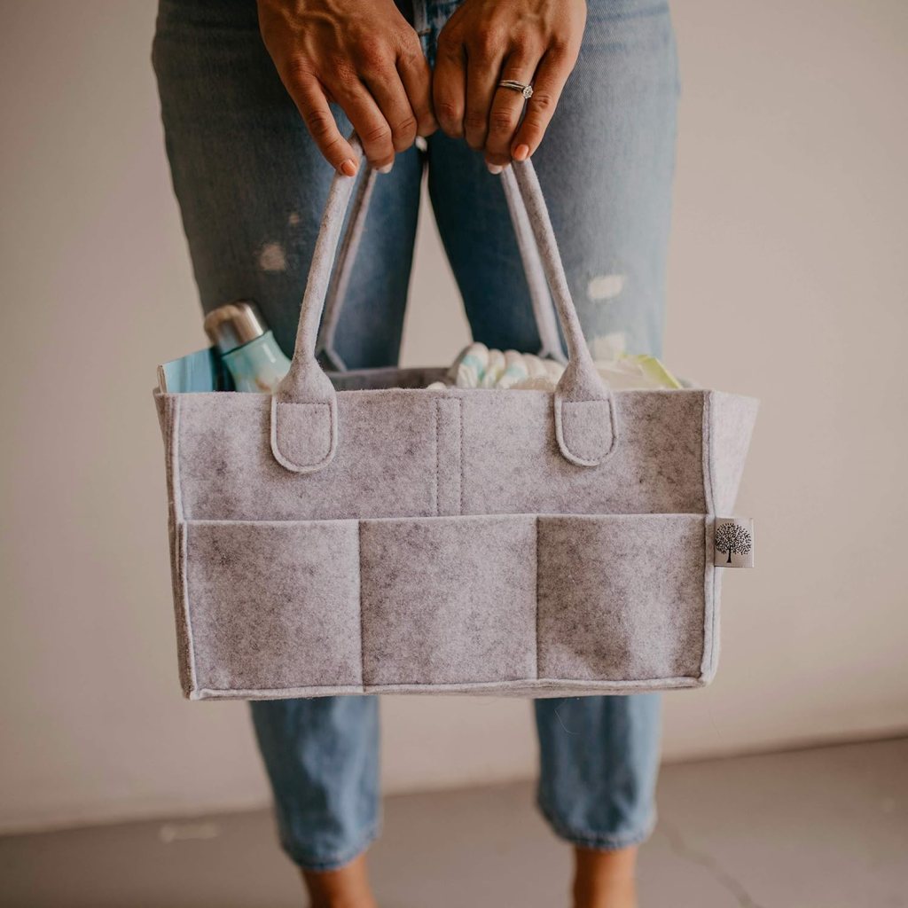A felted car organiser bag. 