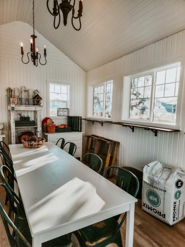 Potting soil has been brought into the potting shed to thaw out. 