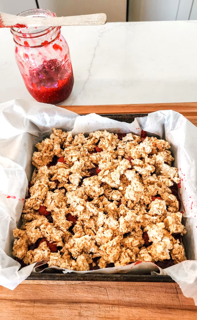 Add the crumble topping. 