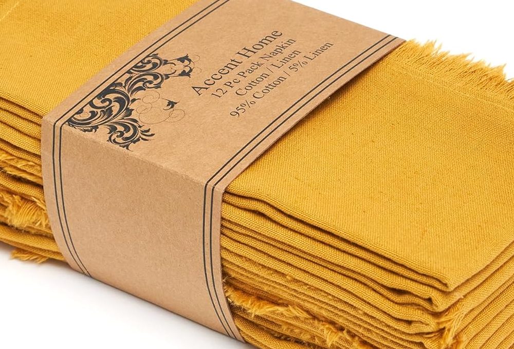 Mustard yellow cotton napkins.