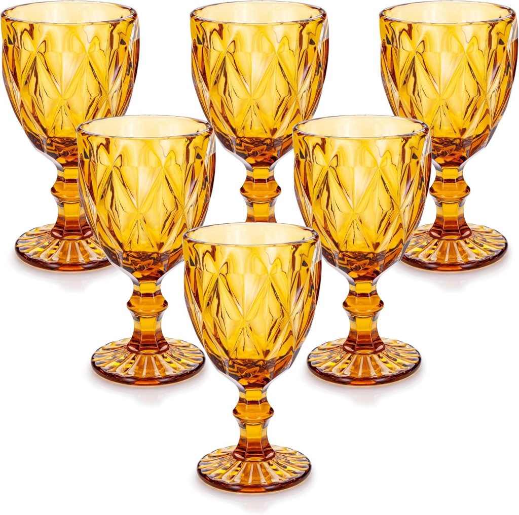 gold water goblets.