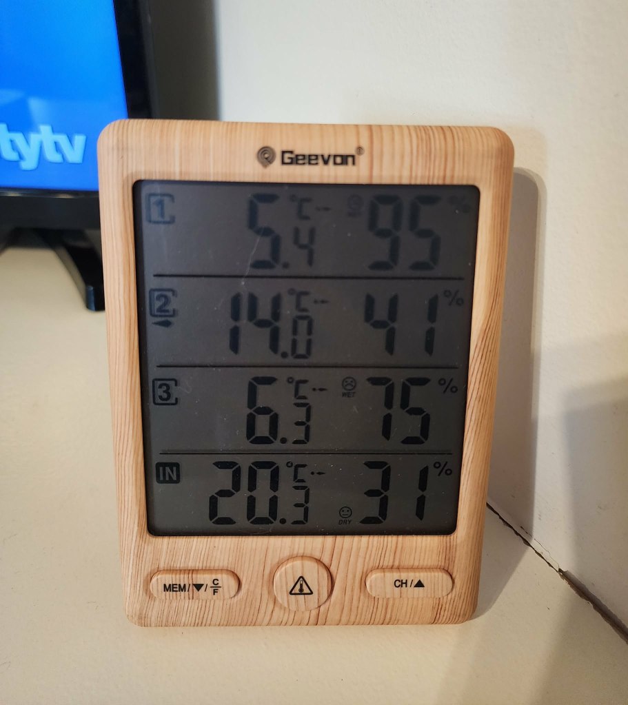 a weather station in faux wood.