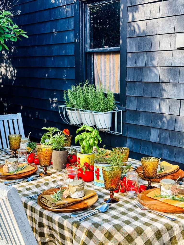 Tuscan feeling al fresco party setting.