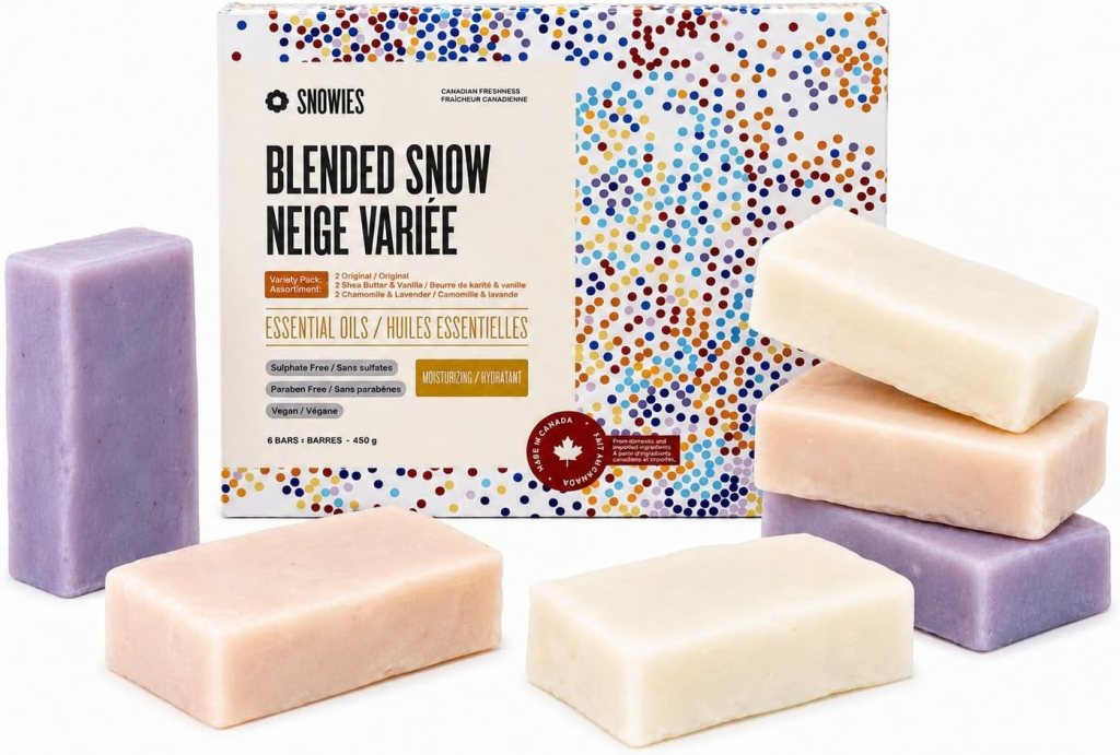 A set of six bar soaps from a Canadian soap company.